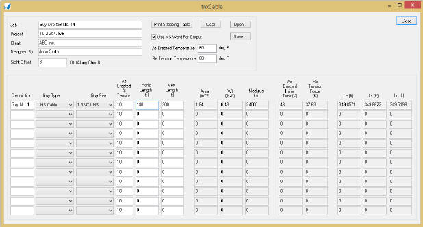 Guy Wire Size Chart